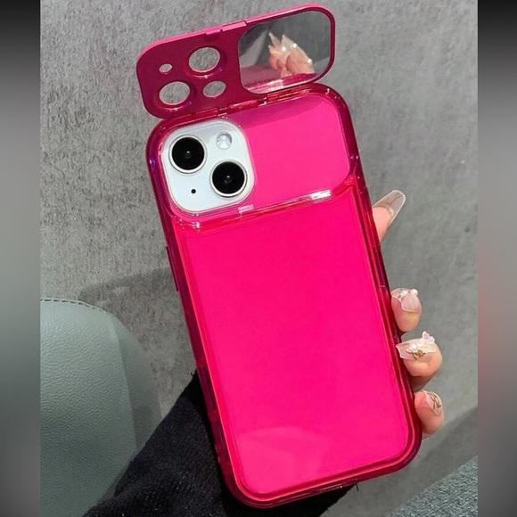 Clear Hot Pink iPhone 13 Pro Case with Mirror - Picture 1 of 4